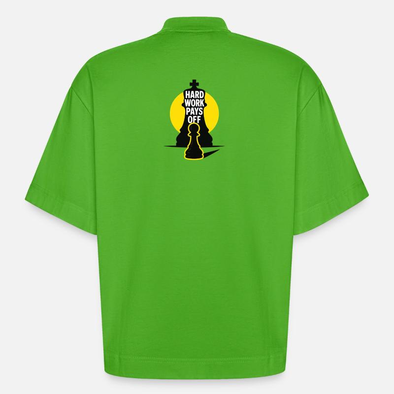 HardWorkPaysOff - T-shirt bio épais oversize Boxy fabriqué en UE - Apple Neon