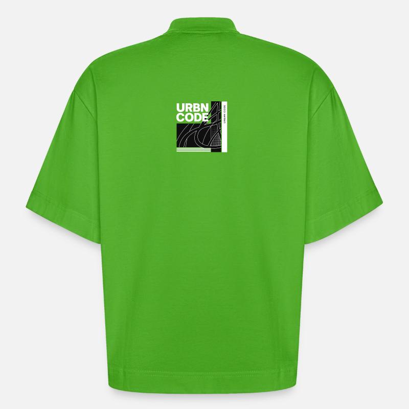 Conception de lignes de code urbain - T-shirt bio épais oversize Boxy fabriqué en UE - Apple Neon