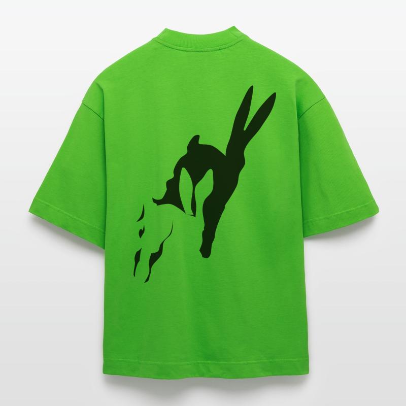 Bunny runs shadow bunny Easter bunny rabbit hop Heavyweight Oversized Organic Boxy T-Shirt Made in EU