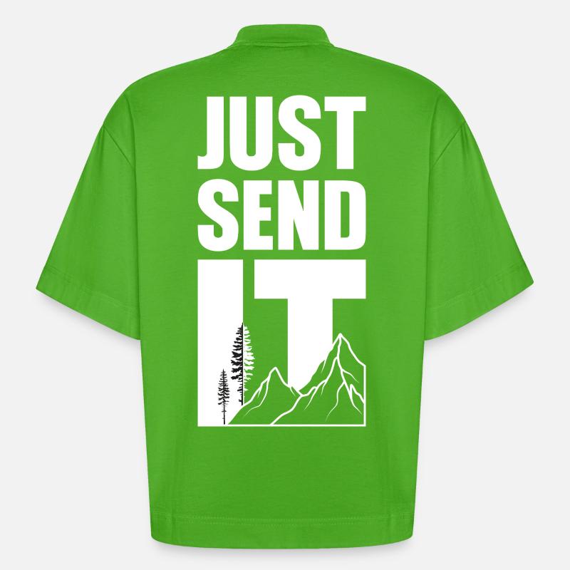 Il suffit de l’envoyer - Blanc - T-shirt bio épais oversize Boxy fabriqué en UE - Apple Neon