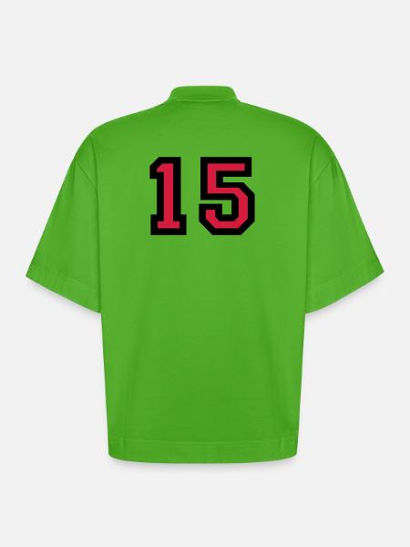 The number 15 - number fifteen - Heavyweight Oversized Organic Boxy T-Shirt Made in EU - Apple Neon