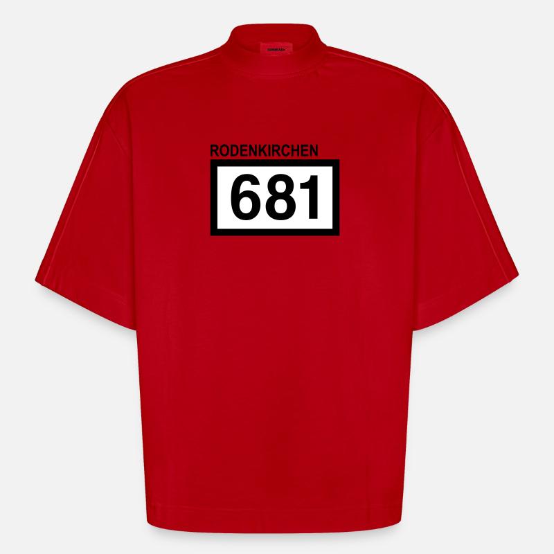 Rheinkilometer Rodenkirchen - Heavyweight Oversized Organic Boxy T-Shirt Made in EU - Rot