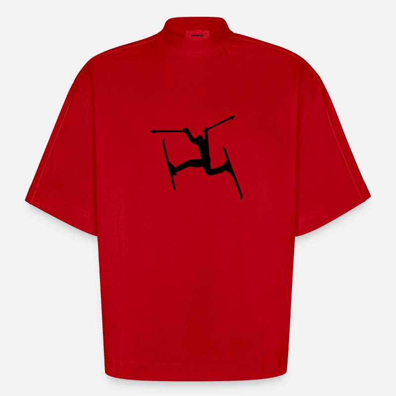 Skiing - Heavyweight Oversized Organic Boxy T-Shirt Made in EU - red