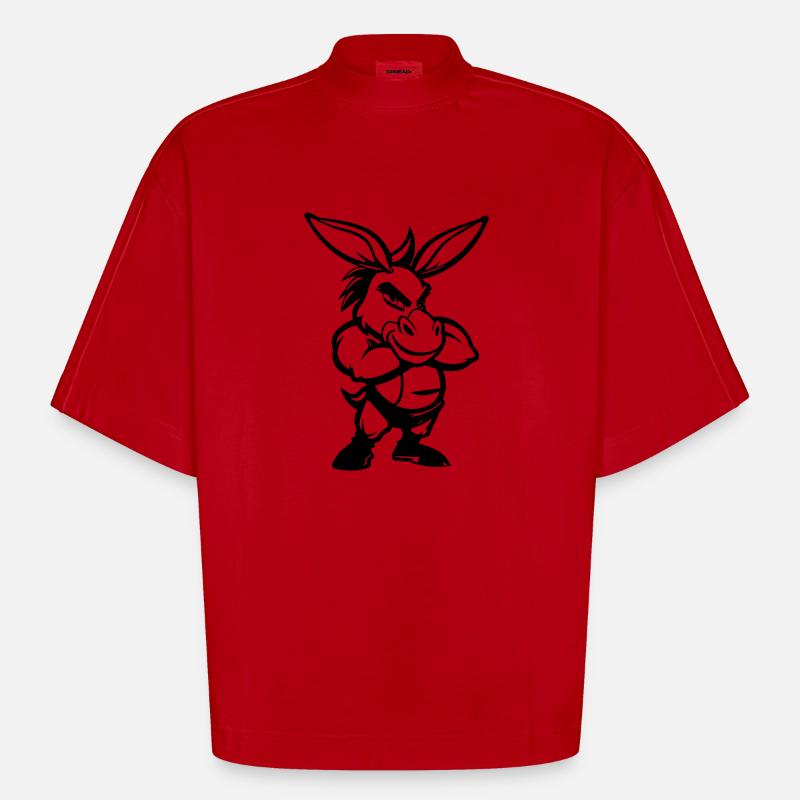 Donkey Comic - Heavyweight Oversized Organic Boxy T-Shirt Made in EU - red