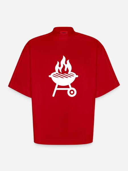 Grill Icon - Heavyweight Oversized Organic Boxy T-Shirt Made in EU - red