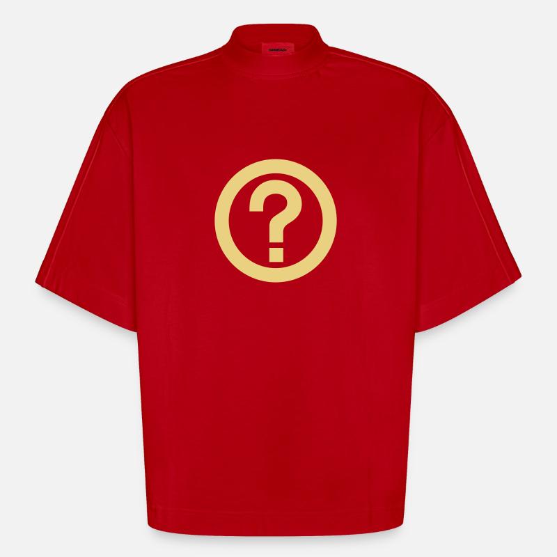 Point d'interrogation,Phrase interrogative - T-shirt bio épais oversize Boxy fabriqué en UE - rouge