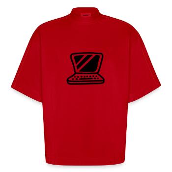 Ordinateur portable - Line - T-shirt bio épais oversize Boxy fabriqué en UE - rouge - Devant