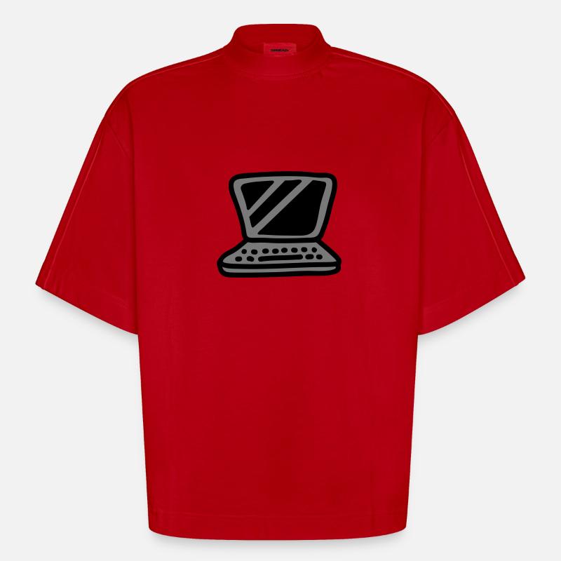 Laptop - Heavyweight Oversized Organic Boxy T-Shirt Made in EU - red