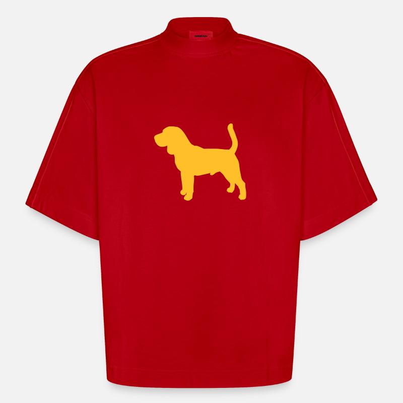 Debout Beagle - T-shirt bio épais oversize Boxy fabriqué en UE - rouge