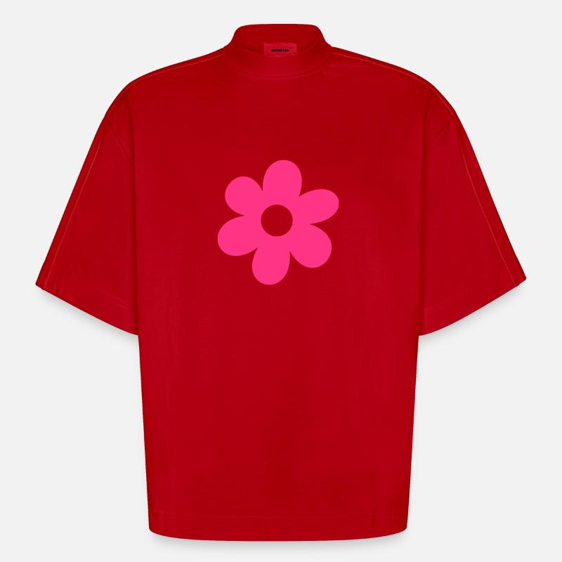 Blumen - Heavyweight Oversized Organic Boxy T-Shirt Made in EU - Rot