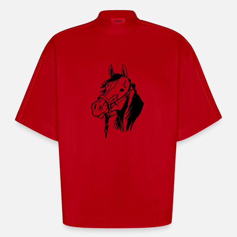 Pferd - Heavyweight Oversized Organic Boxy T-Shirt Made in EU - Rot