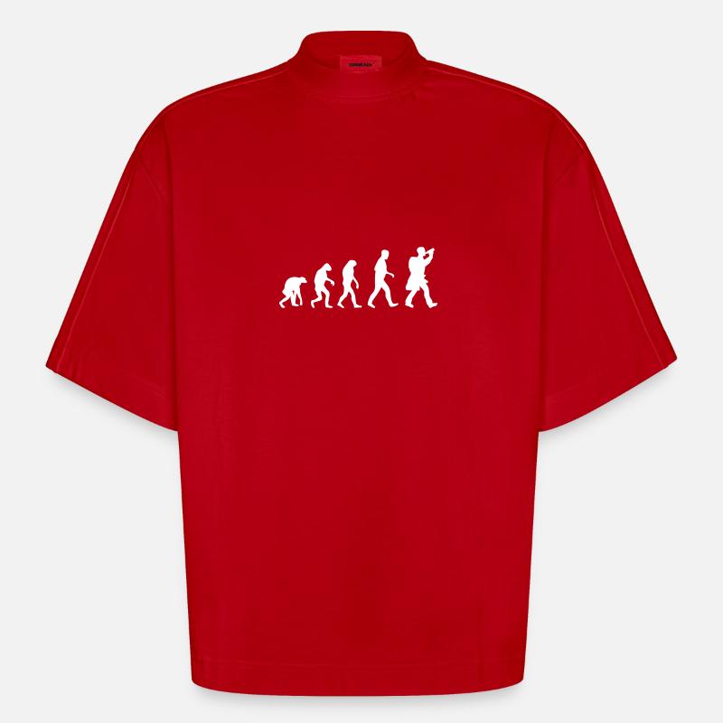 hiking evolution - T-shirt bio épais oversize Boxy fabriqué en UE - rouge