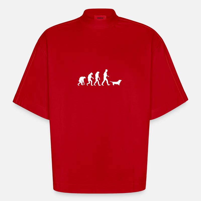 dackel evolution - Heavyweight Oversized Organic Boxy T-Shirt Made in EU - Rot