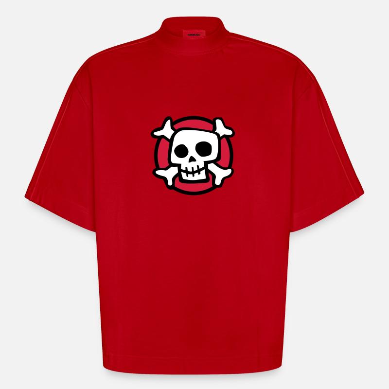comic_skull_072011_a_3c - T-shirt bio épais oversize Boxy fabriqué en UE - rouge