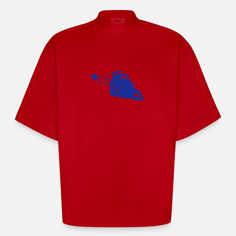 tronconneuse2 - T-shirt bio épais oversize Boxy fabriqué en UE - rouge