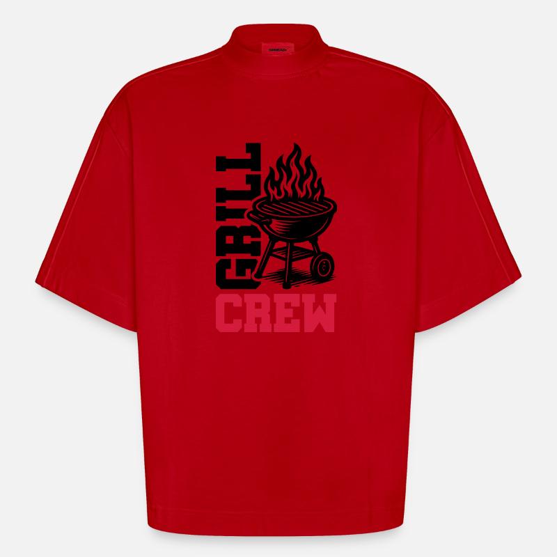 Grill Crew - Heavyweight Oversized Organic Boxy T-Shirt Made in EU - red