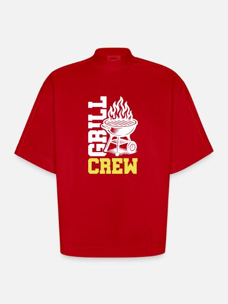 Grill Crew - Heavyweight Oversized Organic Boxy T-Shirt Made in EU - red