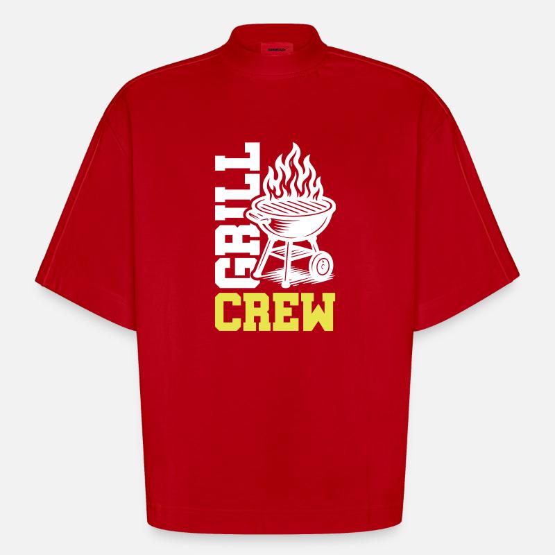 Grill Crew - Heavyweight Oversized Organic Boxy T-Shirt Made in EU - red