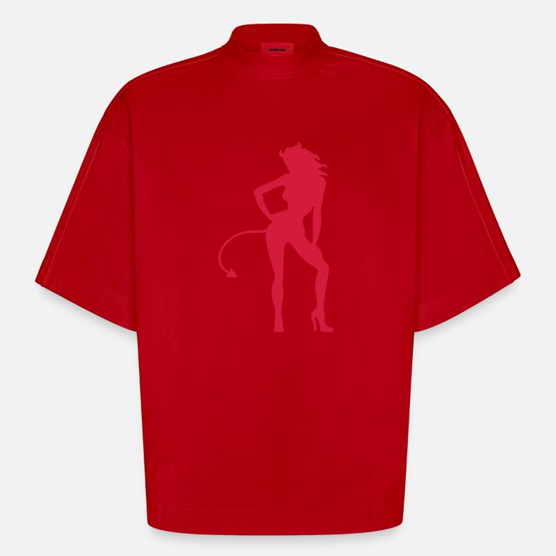 Devil - Devil - Heavyweight Oversized Organic Boxy T-Shirt Made in EU - red