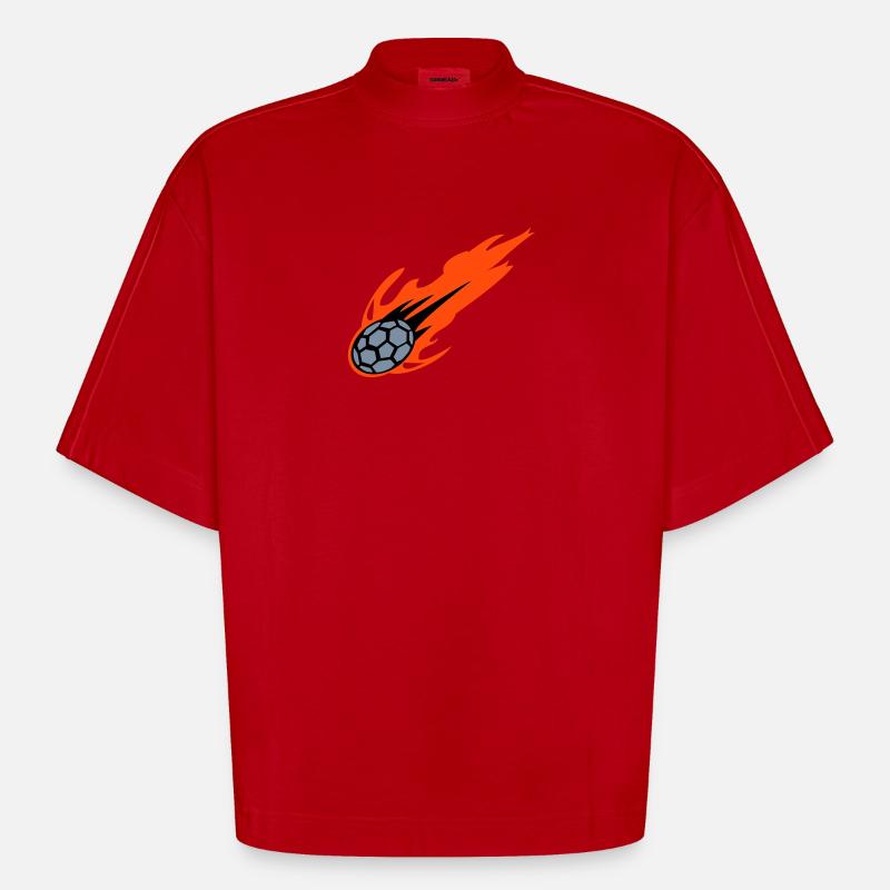 BURNING Handball - Heavyweight Oversized Organic Boxy T-Shirt Made in EU - Rot