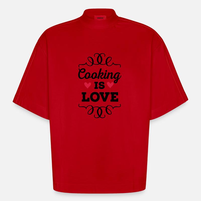 Cuisiner, c’est l’amour - T-shirt bio épais oversize Boxy fabriqué en UE - rouge