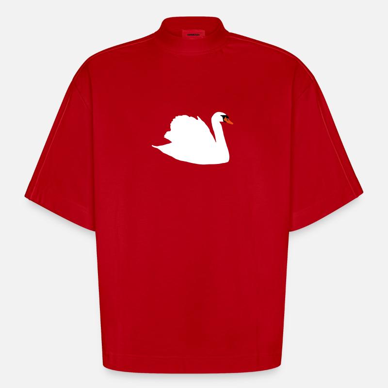schwan - Heavyweight Oversized Organic Boxy T-Shirt Made in EU - Rot