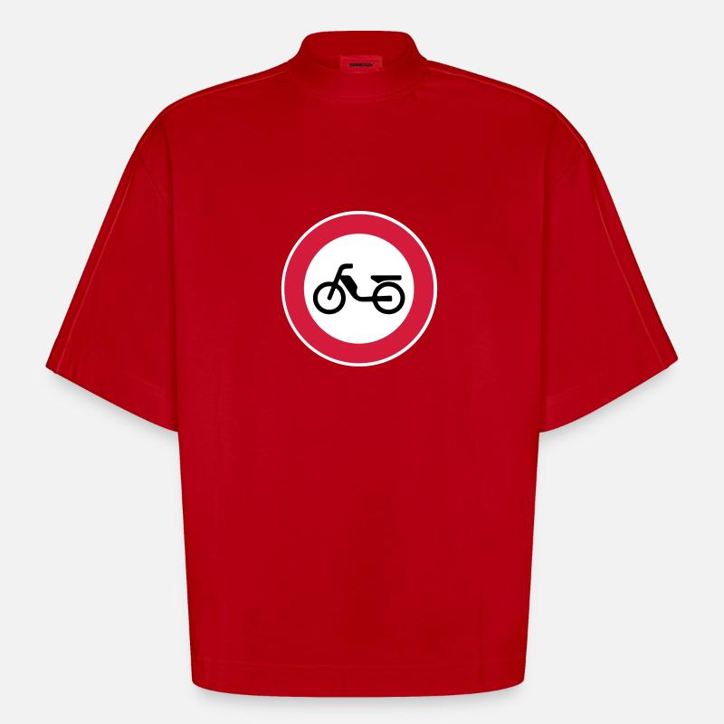 Cyclomoteur cyclomoteur Interdiction Interdiction - T-shirt bio épais oversize Boxy fabriqué en UE - rouge