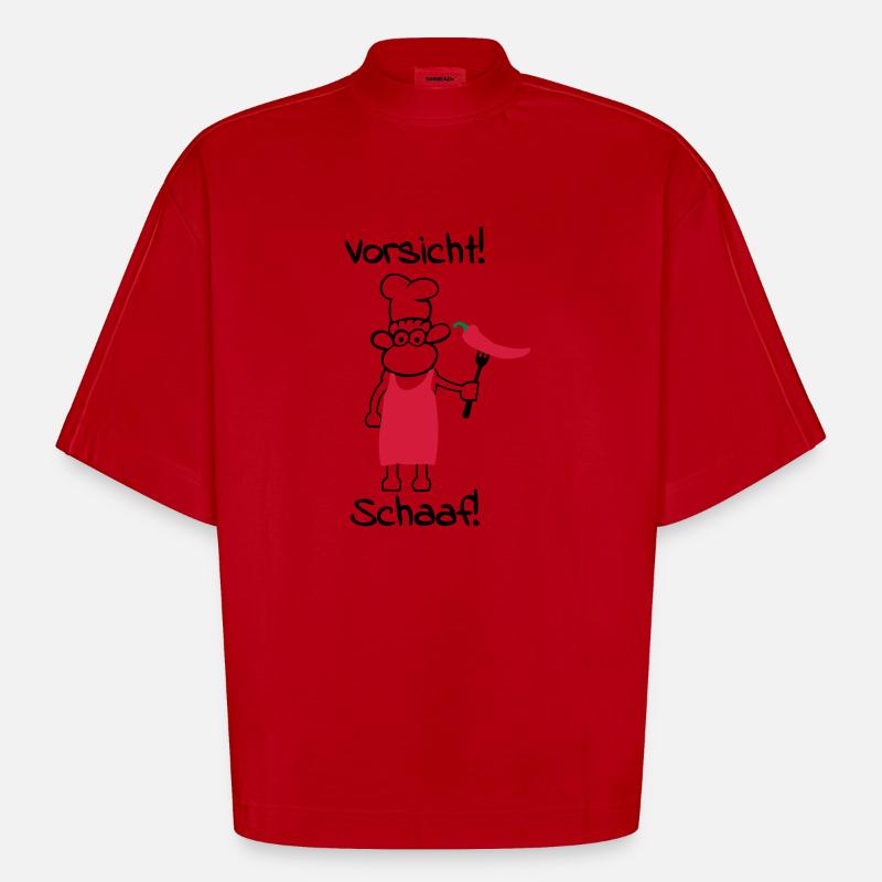 Caution schaaf! - Heavyweight Oversized Organic Boxy T-Shirt Made in EU - red