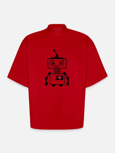 roboter_herz_2 - Heavyweight Oversized Organic Boxy T-Shirt Made in EU - Rot
