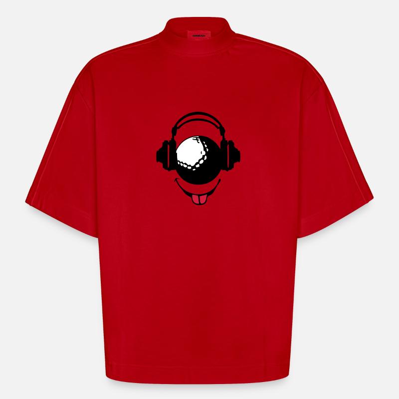 Kopfhörer Kopfhörer dj Golf smiley1 - Heavyweight Oversized Organic Boxy T-Shirt Made in EU - Rot