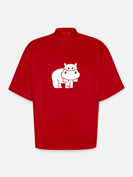 Nilpferd - Heavyweight Oversized Organic Boxy T-Shirt Made in EU - Rot