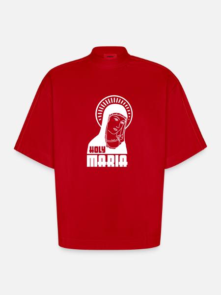 Holy Maria - Heavyweight Oversized Organic Boxy T-Shirt Made in EU - Rot
