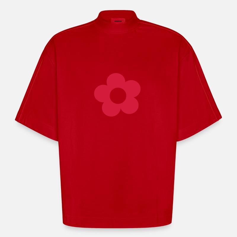 Fleur - T-shirt bio épais oversize Boxy fabriqué en UE - rouge