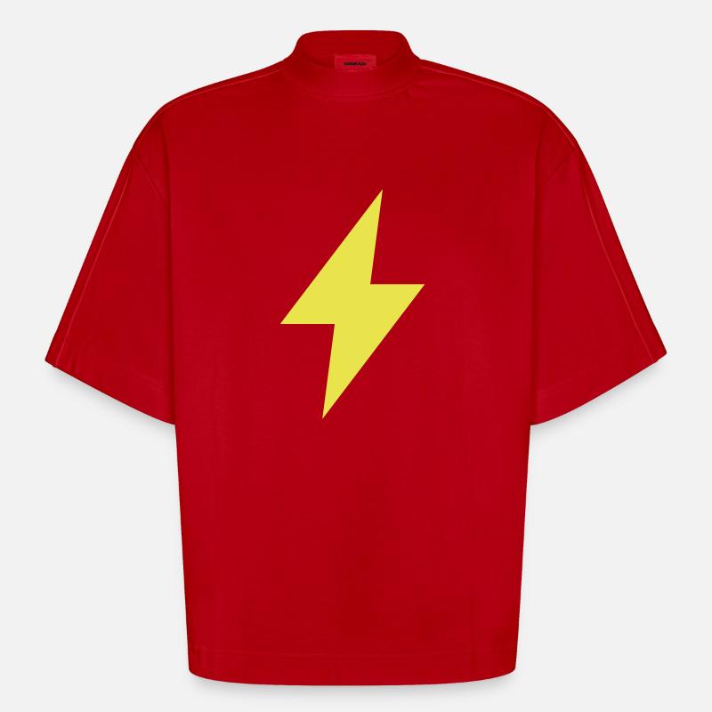Blitz Symbol - Thunder - Flash - Heavyweight Oversized Organic Boxy T-Shirt Made in EU - Rot