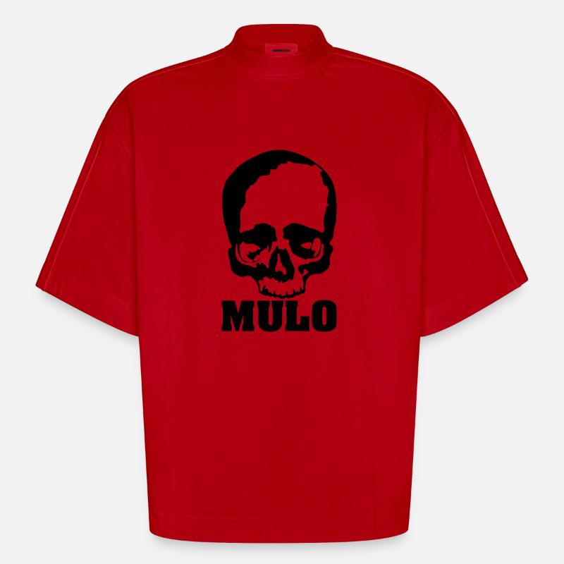 Mulo / manisch / tot / kaputt / Skull - Heavyweight Oversized Organic Boxy T-Shirt Made in EU - Rot