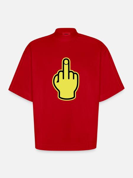 Middle Finger Hand Provocative - Heavyweight Oversized Organic Boxy T-Shirt Made in EU - red