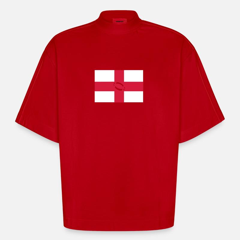 l'angleterre de rugby - T-shirt bio épais oversize Boxy fabriqué en UE - rouge