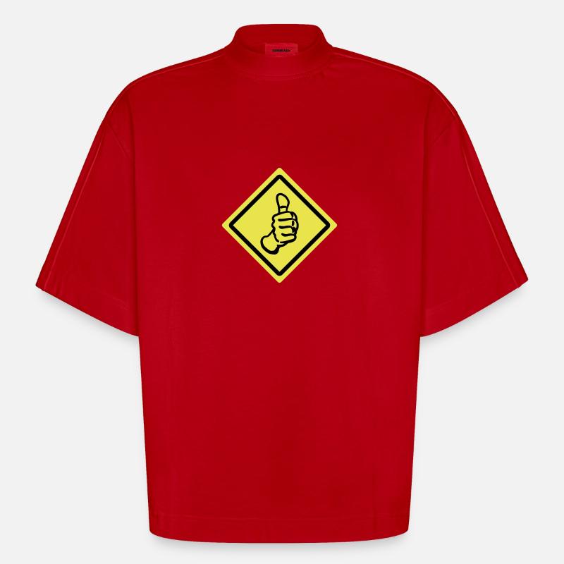 thumbs up roadsign - T-shirt bio épais oversize Boxy fabriqué en UE - rouge