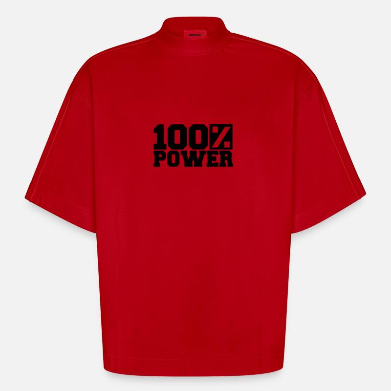 Logo 100 % Power - Heavyweight Oversized Organic Boxy T-Shirt Made in EU - Rot