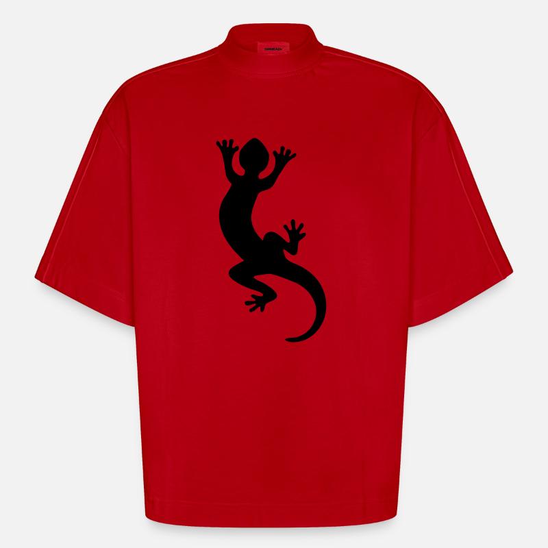 Eidechse / Echse / Lizard / Gecko - Heavyweight Oversized Organic Boxy T-Shirt Made in EU - Rot