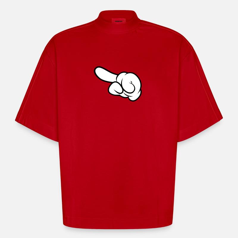Comic Hand Pointing (Left) - Heavyweight Oversized Organic Boxy T-Shirt Made in EU - red