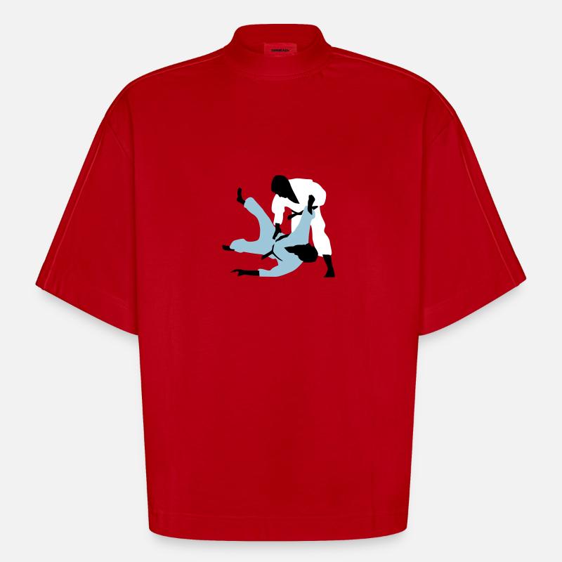 judo_a_3c - T-shirt bio épais oversize Boxy fabriqué en UE - rouge