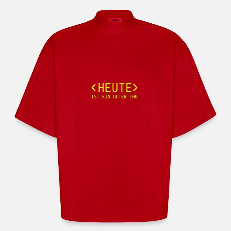 Jour d'aujourd'hui - Coder - T-shirt bio épais oversize Boxy fabriqué en UE - rouge