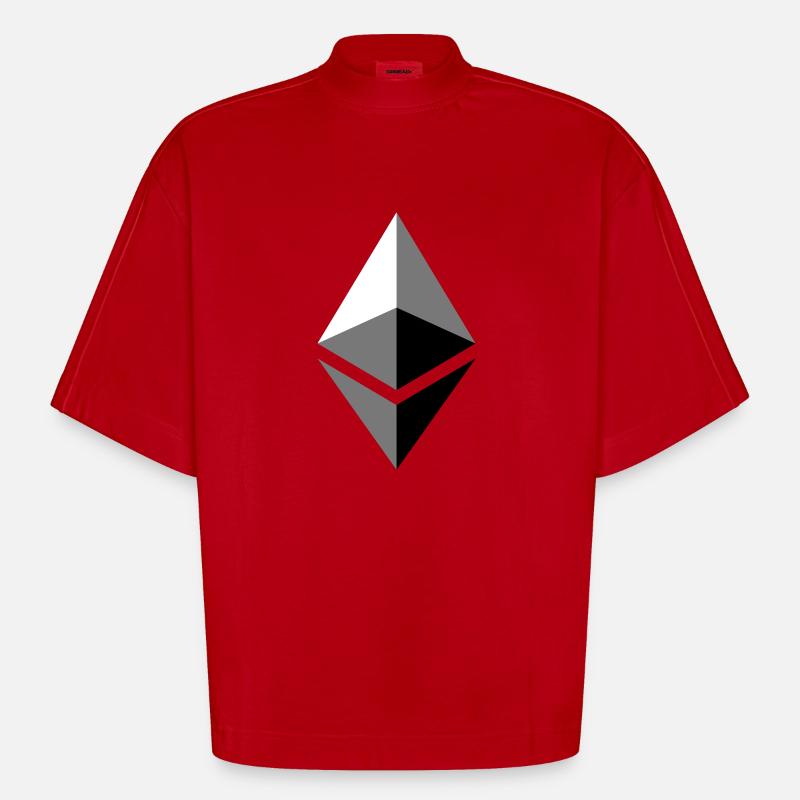 ETH éther Etherium - T-shirt bio épais oversize Boxy fabriqué en UE - rouge