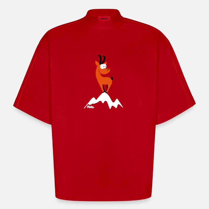 Chamois (c) - Heavyweight Oversized Organic Boxy T-Shirt Made in EU - red
