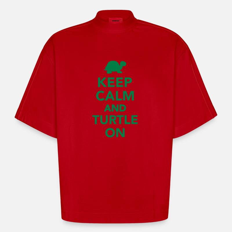 Keep calm and turtle on - Heavyweight Oversized Organic Boxy T-Shirt Made in EU - red