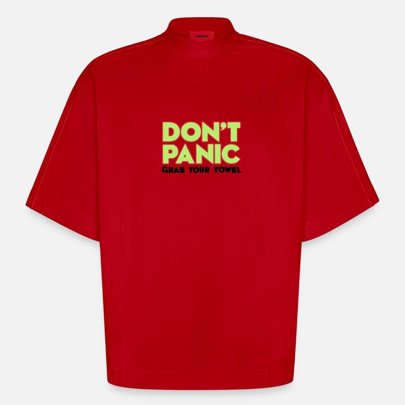 Ingen panik - din grav handduk - Få inte panik - - Heavyweight Oversized Organic Boxy T-shirt Made in EU - röd
