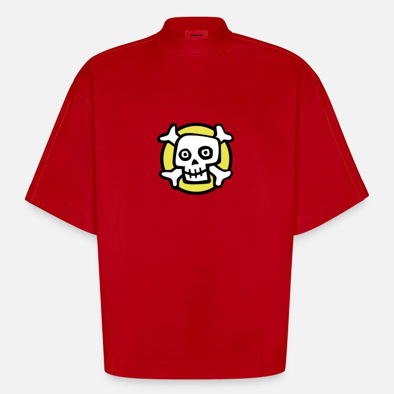 comic_skull_072011_b_3c - T-shirt bio épais oversize Boxy fabriqué en UE - rouge