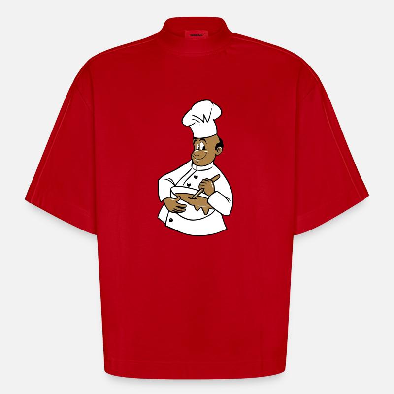 cuisinier chapeau de chef remuer - T-shirt bio épais oversize Boxy fabriqué en UE - rouge