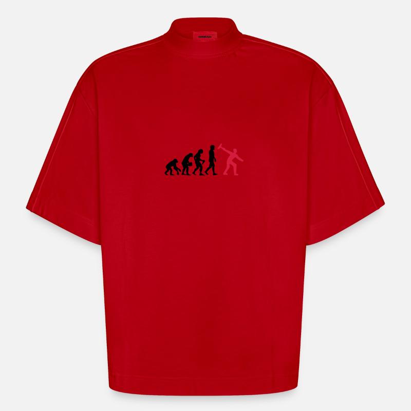 Curling Evolution - Heavyweight Oversized Organic Boxy T-Shirt Made in EU - red